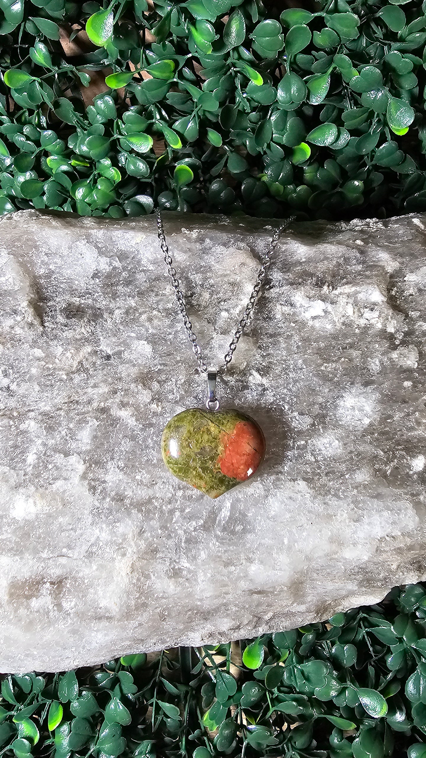 Unakite - heart necklace